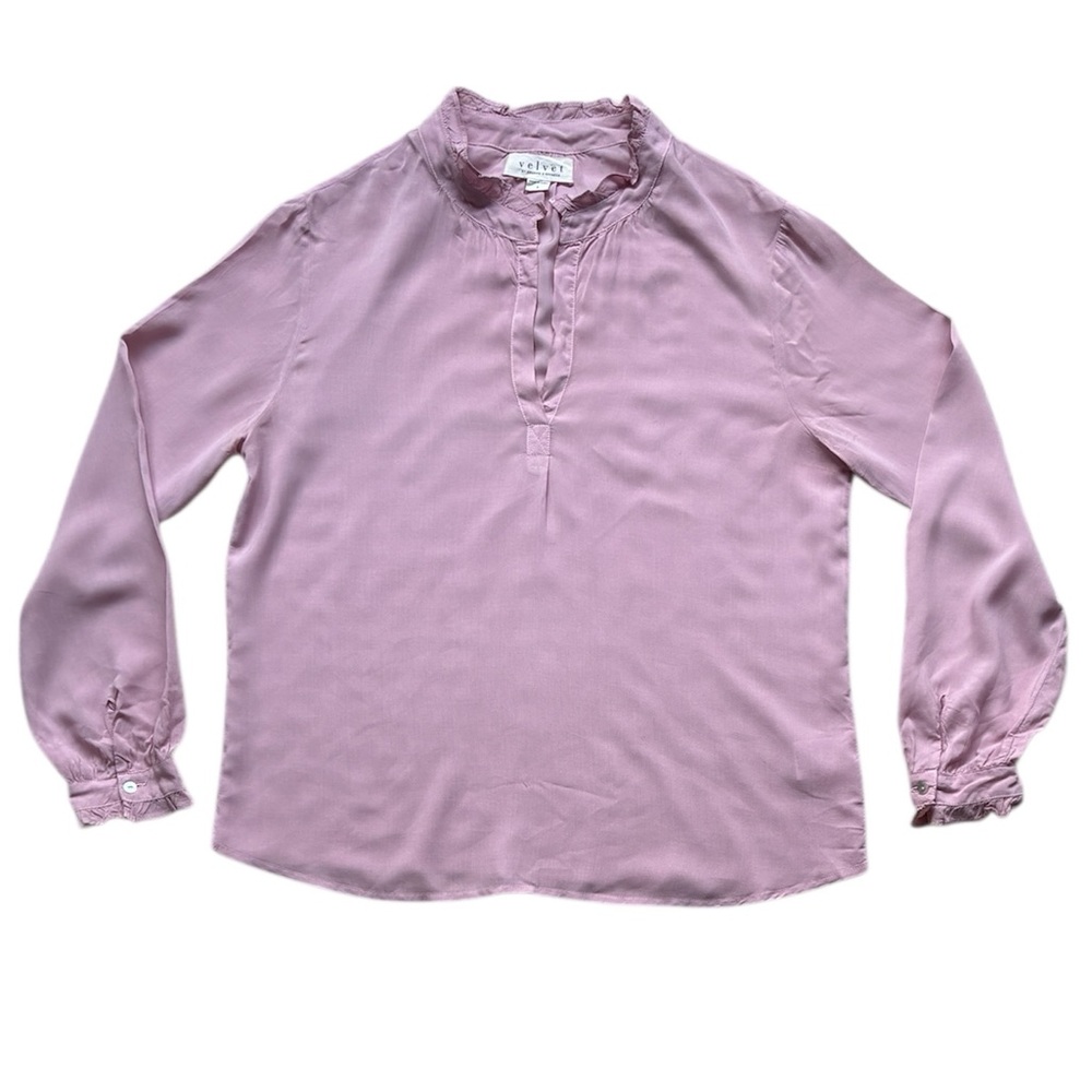 Velvet by Graham & Spencer Women’s Pink Split Neck Blouse Size Small